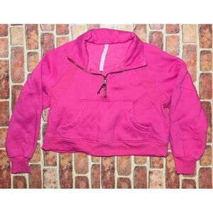 Pre-Owned Lululemon Scuba Oversized Funnel Neck Half Zip Sonic Pink Size 8